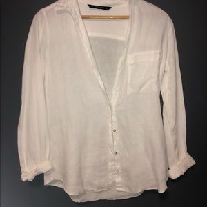 Zara White Linen Button Down